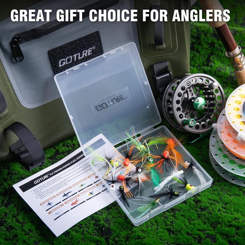 Goture Fly Fishing Poppers Lures, Topwater Popper Flies Bugs Lure, Fly Fish Poppers Fishing Lures Kit, Dry Flies for Panfish Bluegill Crappie Sunfish Bass Trout Salmon - Image 5
